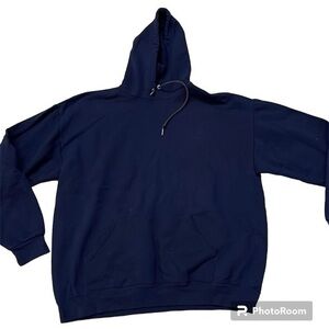 FRUIT OF THE LOOM Basic Navy Blue Hoodie Pullover Drawstring Size‎ XL